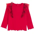 Cool Club, Bluzka dziewczęca z długim rękawem, prążkowana, czerwona