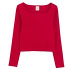 Cool Club, Bluzka dziewczęca z długim rękawem, prążkowana, czerwona