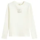 Cool Club, Bluzka dziewczęca z długim rękawem, prążkowana, ecru
