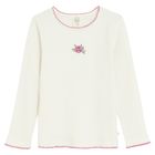 Cool Club, Bluzka dziewczęca z długim rękawem, prążkowana, ecru