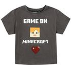 Cool Club, Bluzka dziewczęca z krótkim rękawem, grafitowa, Minecraft