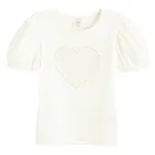 Cool Club, Bluzka dziewczęca z krótkim rękawem, prążkowana, biała