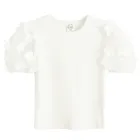 Cool Club, Bluzka dziewczęca z krótkim rękawem, prążkowana, biała