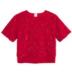 Cool Club, Bluzka dziewczęca z krótkim rękawem, welurowa, czerwona