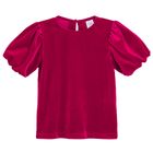 Cool Club, Bluzka dziewczęca z krótkim rękawem, welurowa, czerwona