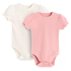 Cool Club, Body dziewczęce z krótkim rękawem, prążkowane, różowe, zestaw, 2 szt.
