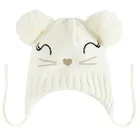 Cool Club, Czapka dziewczęca z pomponami, ecru