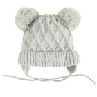 Cool Club, Czapka dziewczęca z pomponami, wiązana, szara