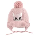 Cool Club, Czapka dziewczęca z pomponem, wiązana, różowa