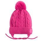 Cool Club, Czapka dziewczęca z pomponem, wiązana, różowa