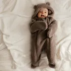 Cool Club, Kombinezon przejściowy niemowlęcy z kapturem, ocieplany, brązowy