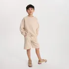Cool Club, Komplet chłopięcy, Bluza ocieplana, Szorty, beżowy