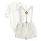 Cool Club, Komplet chłopięcy, Body muślinowe z długim rękawem, Szorty, Szelki, mix