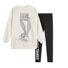 Cool Club, Komplet dziewczęcy, Bluza, Legginsy, ecru, grafitowy, Looney Tunes
