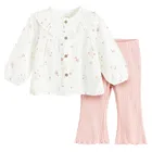 Cool Club, Komplet dziewczęcy, Bluzka muślinowa z długim rękawem, Jegginsy, prążkowane, mix