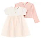 Cool Club, Komplet dziewczęcy, Body sukienka z krótkim rękawem, Bolerko, różowy