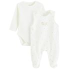 Cool Club, Komplet dziewczęcy, Body z długim rękawem, Śpiochy, biały