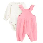 Cool Club, Komplet dziewczęcy, Body z długim rękawem, Spodnie ogrodniczki, mix