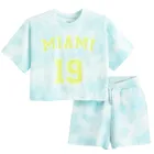Cool Club, Komplet dziewczęcy, T-shirt, crop top, Szorty, niebieski
