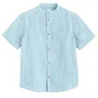 Cool Club, Koszula chłopięca z krótkim rękawem, z lnem, regular, niebieska