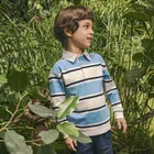 Cool Club, Koszulka polo chłopięca z długim rękawem, niebiesko-biała