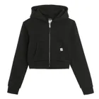 Cool Club, Krótka bluza dziewczęca z kapturem, rozpinana, czarna