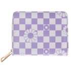 Cool Club, Kwiatki, portfel, fioletowo-biała kratka