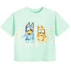 Cool Club, Luźny t-shirt dziewczęcy, bawełna organiczna, miętowy, Bluey