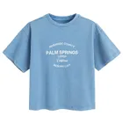 Cool Club, Luźny t-shirt dziewczęcy, crop top, niebieski