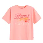 Cool Club, Luźny t-shirt dziewczęcy, różowy fluo