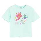 Cool Club, Luźny t-shirt dziewczęcy, turkusowy, Koci Domek Gabi