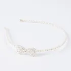 Cool Club, opaska, biała z perełkami i kokardą