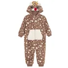 Cool Club, Piżama jednoczęściowa dziewczęca z kapturem, ocieplana, brązowa