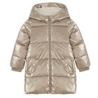 Cool Club, Płaszcz dziewczęcy z kapturem, ocieplany, złoty