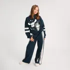 Cool Club, Spodnie dresowe dziewczęce, wide, ocieplane, granatowe, Hello Kitty and Friends