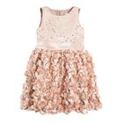 Cool Club, Sukienka dziewczęca bez rękawów, cekiny i róże, złota