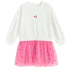 Cool Club, Sukienka dziewczęca z długim rękawem, biało-różowa