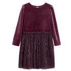 Cool Club, Sukienka dziewczęca z długim rękawem, ciemnofioletowa