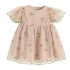 Cool Club, Sukienka dziewczęca z krótkim rękawem, beżowa