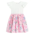 Cool Club, Sukienka dziewczęca z krótkim rękawem, biało-różowa