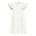 Cool Club, Sukienka dziewczęca z krótkim rękawem, prążkowana, biała