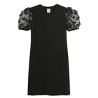 Cool Club, Sukienka dziewczęca z krótkim rękawem, prążkowana, czarna