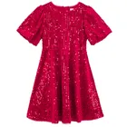 Cool Club, Sukienka dziewczęca z krótkim rękawem, welurowa, czerwona