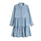 Cool Club, Sukienka jeansowa dziewczęca z długim rękawem, denim, falbanki