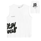 Cool Club, T-shirt chłopięcy bez rękawów, loose, biały
