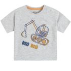 Cool Club, T-shirt chłopięcy, szary melanż, koparka, Dig dig