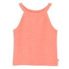 Cool Club, T-shirt dziewczęcy bez rękawów, prążkowany, pomarańczowy fluo