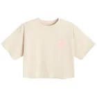 Cool Club, T-shirt dziewczęcy, crop top, beżowy