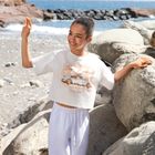 Cool Club, T-shirt dziewczęcy, crop top, biały