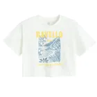 Cool Club, T-shirt dziewczęcy, crop top, biały